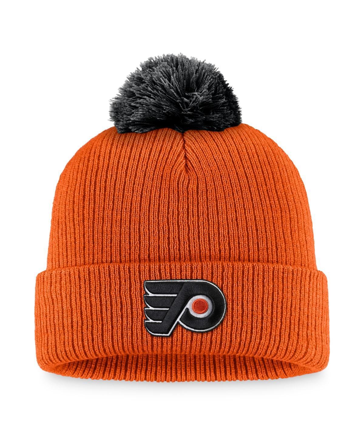 Mens Fanatics Branded Orange Philadelphia Flyers Team Cuffed Knit Hat with Pom Product Image