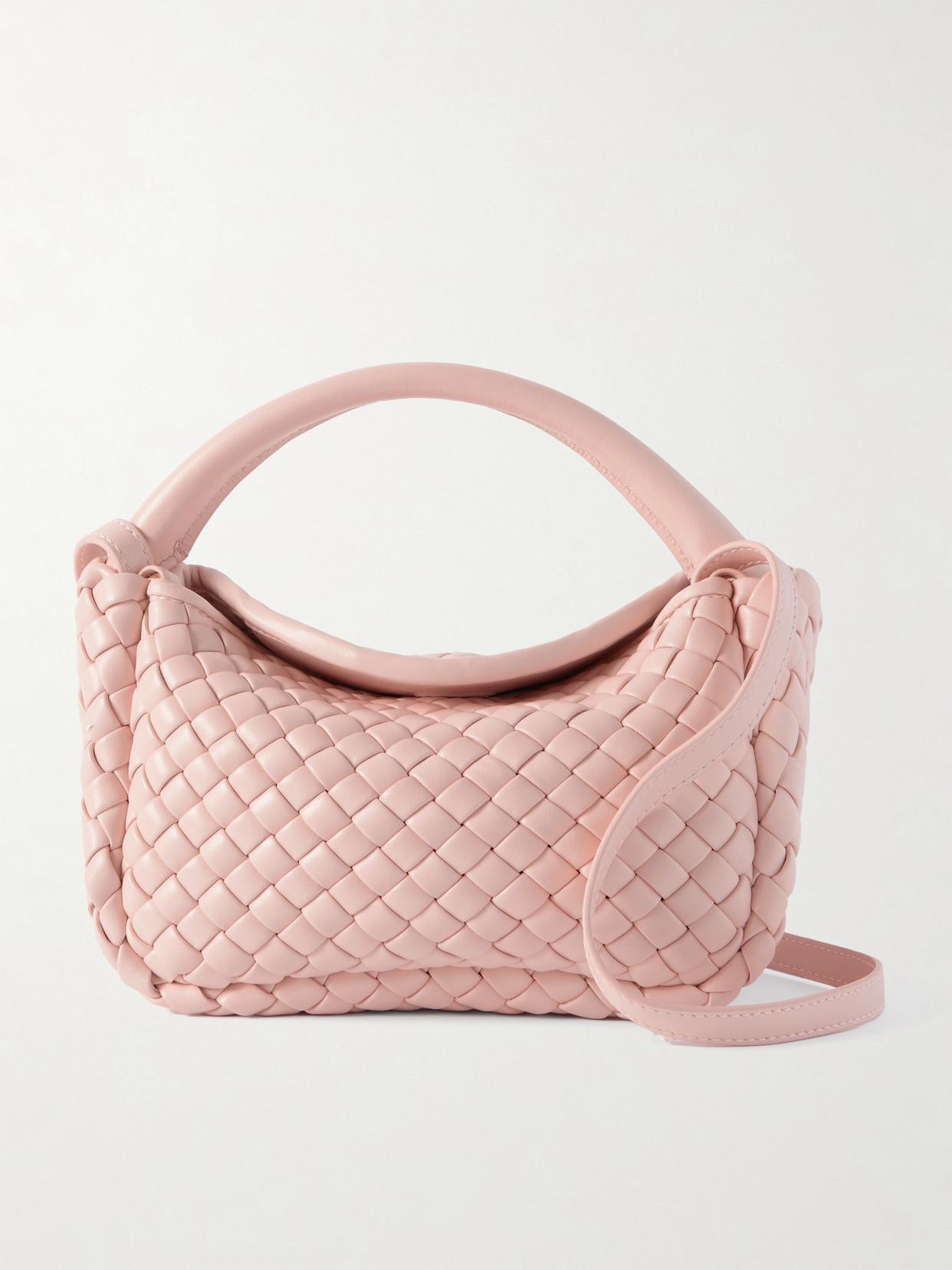 BOTTEGA VENETA Mini Intrecciato Leather Tote In Pink Product Image