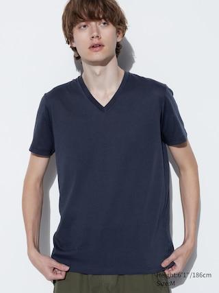 Mens Dry V-Neck Short-Sleeve Color T-Shirt with Quick-Drying Navy Large UNIQLO US Product Image