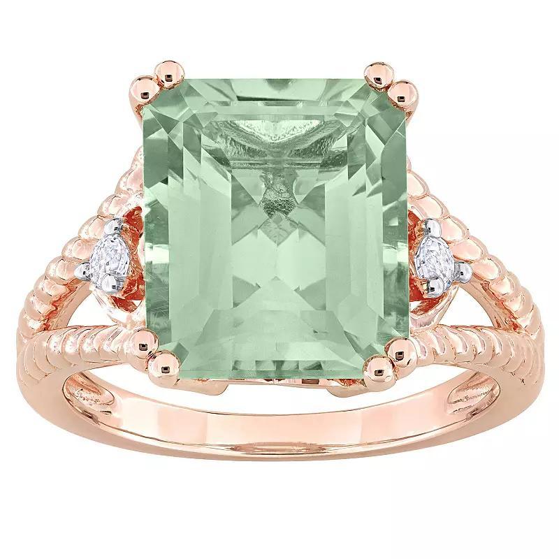 Stella Grace 18k Rose Gold Over Silver Green Quartz & White Topaz Cocktail Ring, Womens Pink Tone Product Image