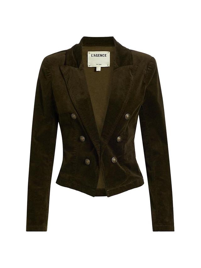 Womens Wayne Velvet Cropped Double-Breasted Jacket Product Image