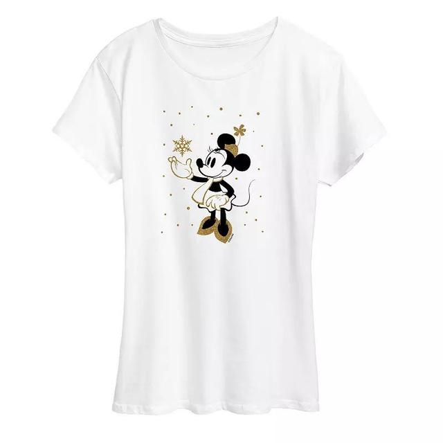 Disneys Minnie Mouse Womens Winter Sparkle Graphic Tee, Girls Product Image