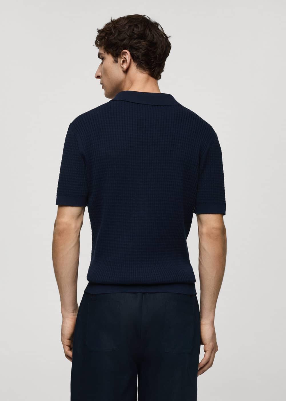 Mango Mens Ribbed Knit Polo Shirt Product Image