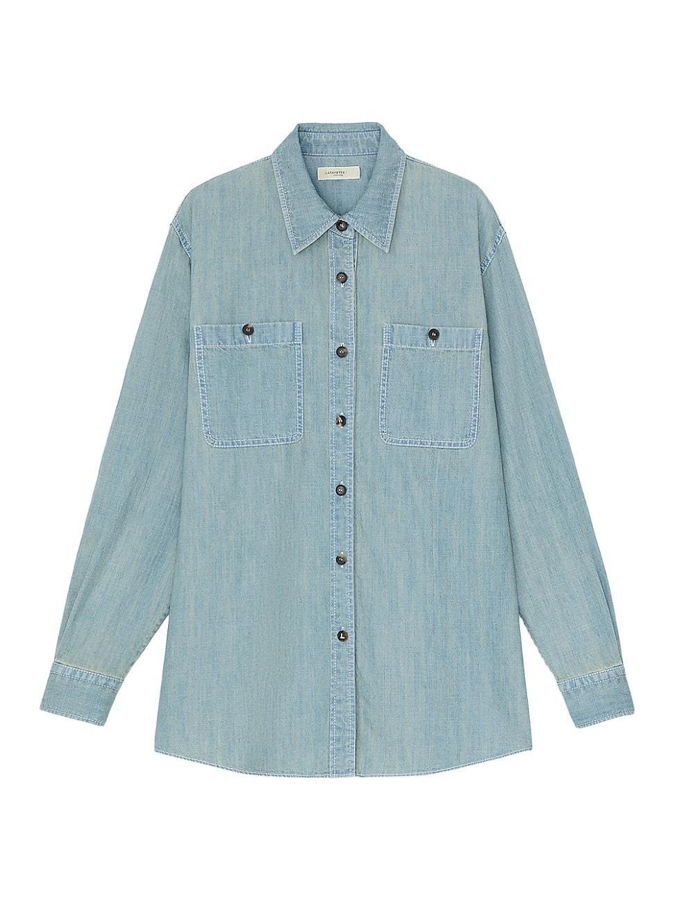 Womens Patch Pocket Denim Shirt Product Image