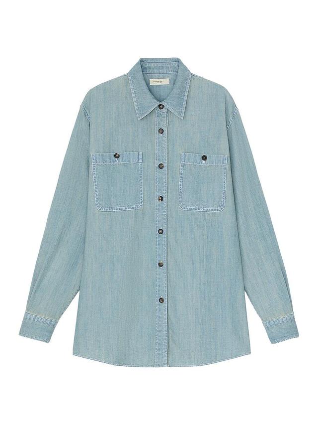 Womens Patch Pocket Denim Shirt Product Image