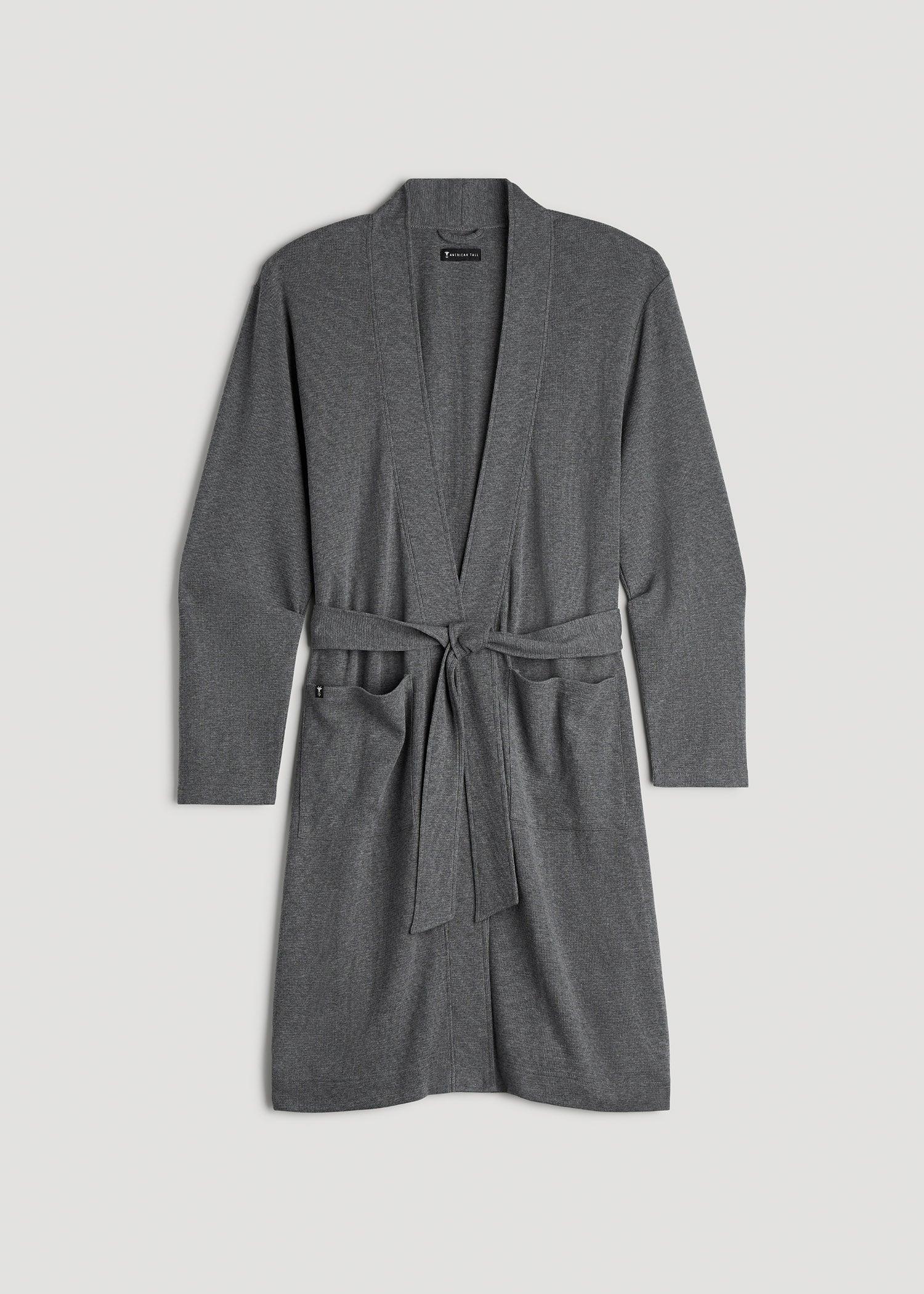 Waffle-Knit Lounge Robe for Tall Men in Stone Grey Mix Product Image