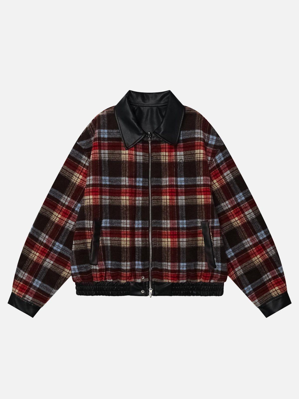 Aelfric Eden Plaid Reversible Leather Jacket Product Image