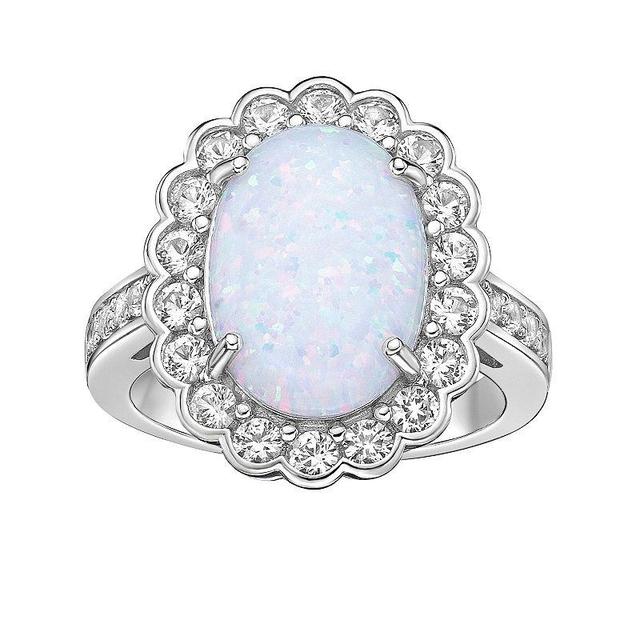 Gemminded Sterling Silver Lab-Created Opal & Lab-Created White Sapphire Ring, Womens Product Image