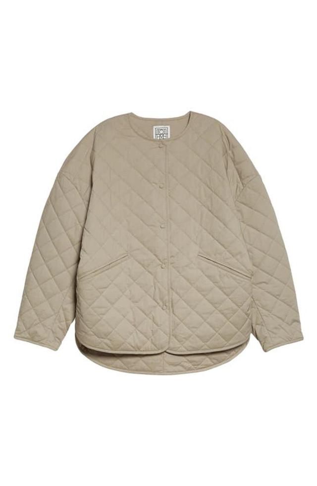 Boxy Organic Cotton Quilted Jacket In Wet Sand Product Image