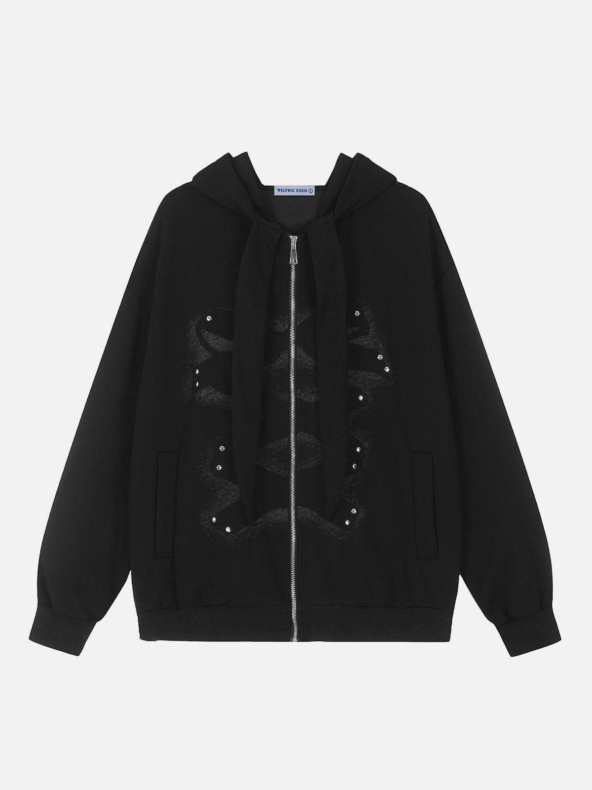 Aelfric Eden Rivet Bow Print Zip Up Hoodie Product Image