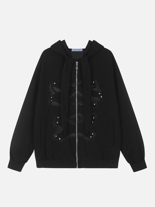 Aelfric Eden Rivet Bow Print Zip Up Hoodie Product Image