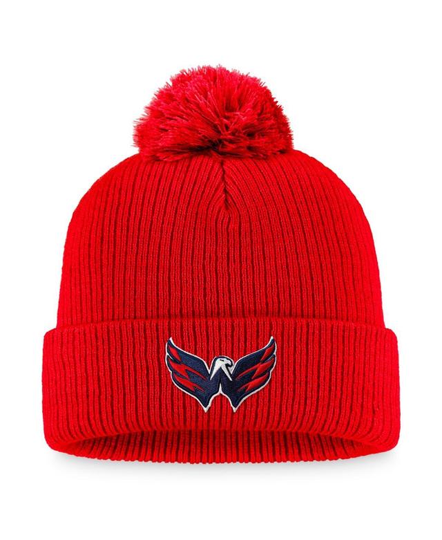 Mens Fanatics Branded Washington Capitals Core Primary Logo Cuffed Knit Hat with Pom Product Image