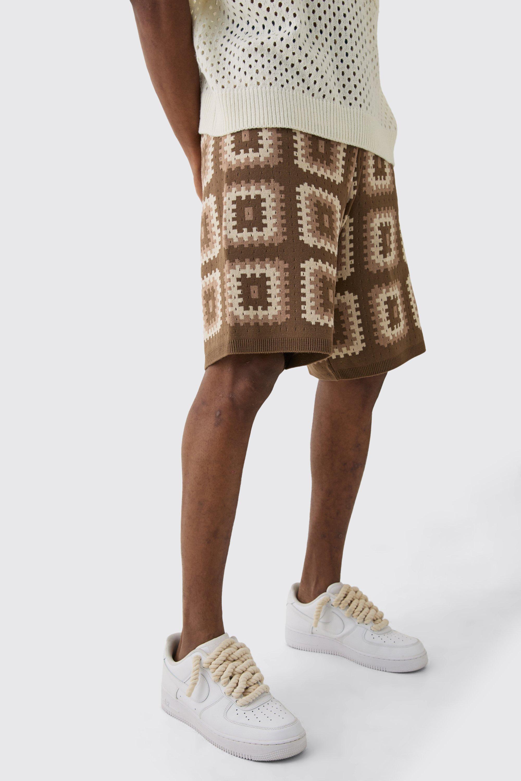 Tall Crochet Relaxed Fit Shorts | boohooMAN USA Product Image