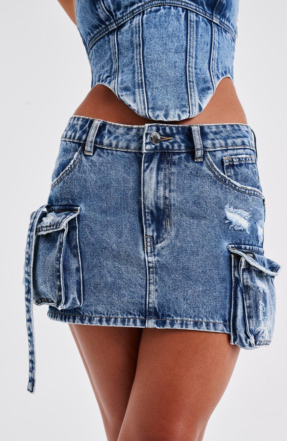 Billie Mini Skirt - Dark Wash Product Image