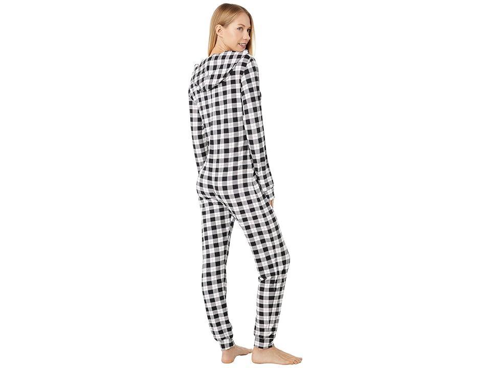 Kickee Pants One-Piece PJ Jumpsuit with Hood (Midnight Holiday Plaid) Women's Jumpsuit & Rompers One Piece Product Image