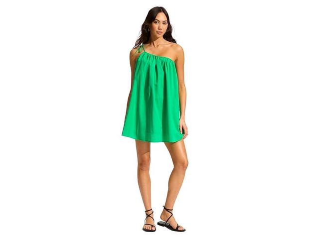 Seafolly Rio One Shoulder Mini Dress (Jade) Women's Dress Product Image