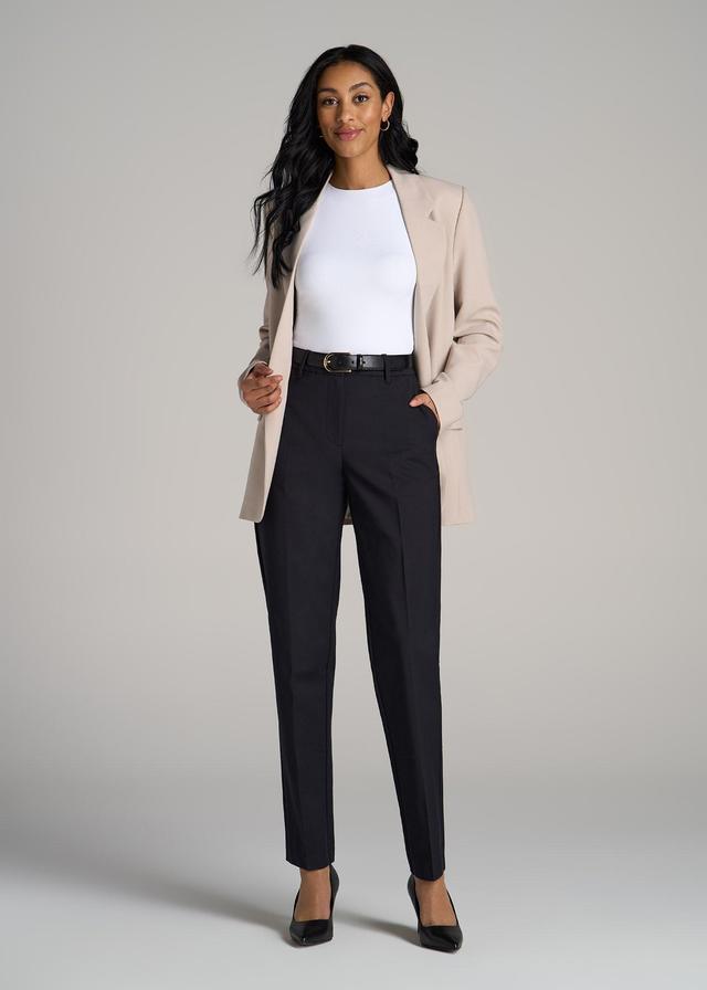 Flat Front Tapered Dress Pants for Tall Women in Black Product Image