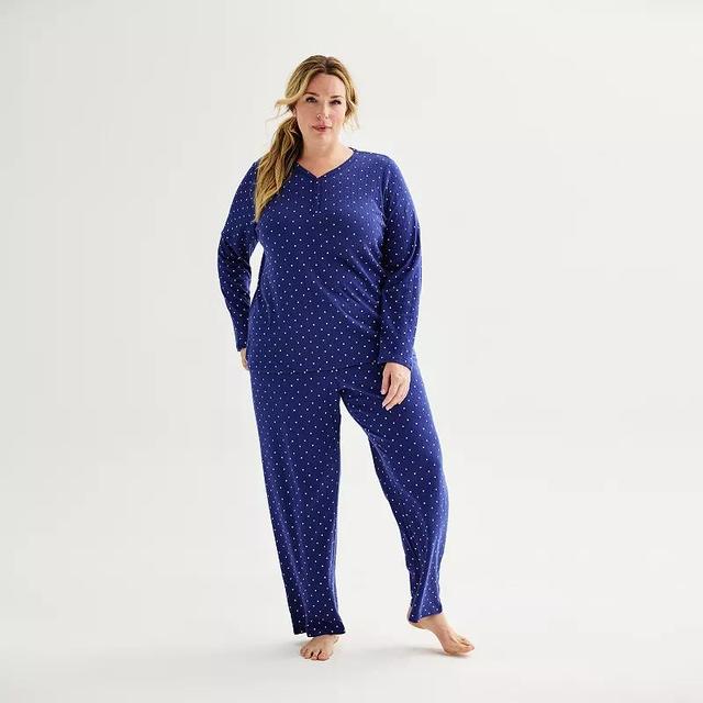 Plus Size Croft & Barrow Long Sleeve Pajama Top & Pajama Pants Set, Womens Product Image