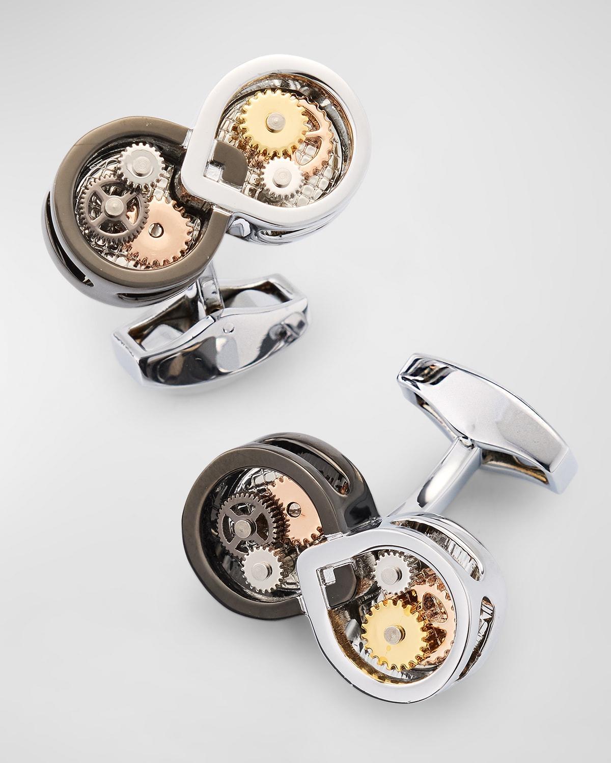 Mens Infinity Gear Cufflinks in Palladium Plated with Multicolour Gears Product Image