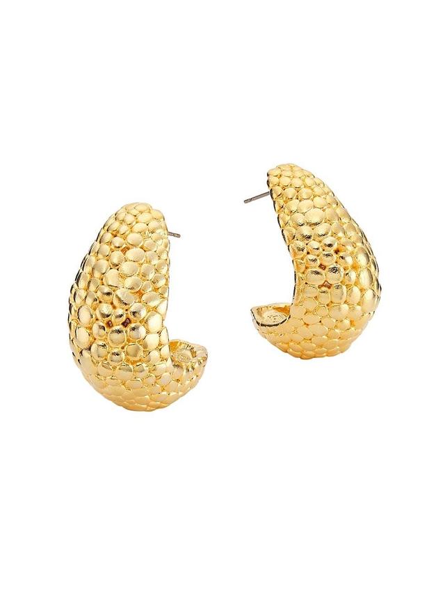 Womens Scaly Textured 22K Gold-Plated Hoop Earrings Product Image