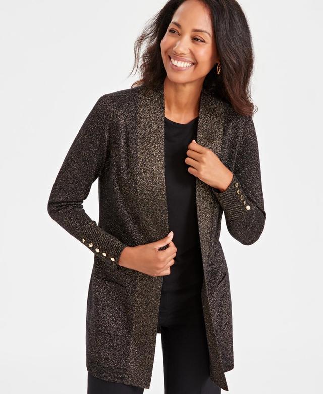 Jm Collection Womens Open-Front Metallic Cardigan, Created for Macys Product Image