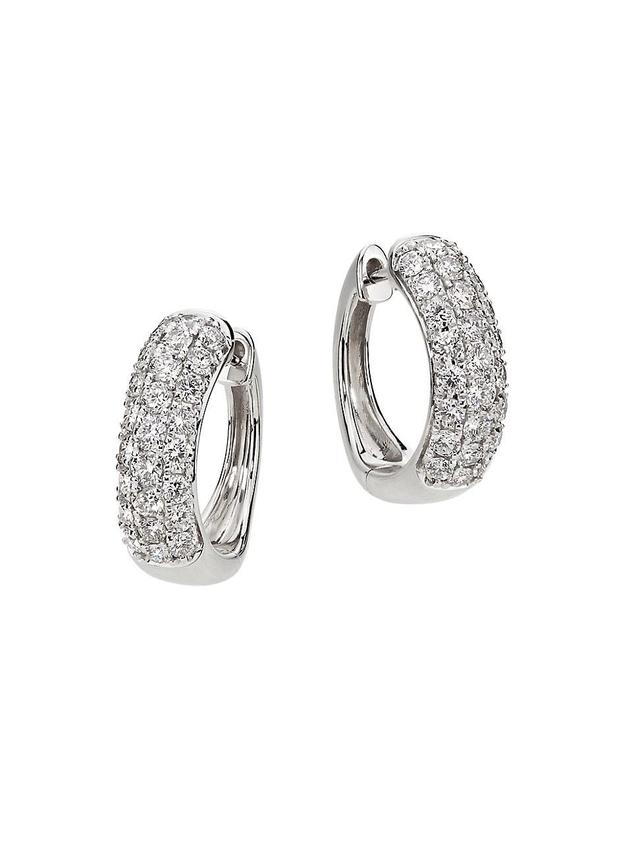 Womens 14K White Gold & 1.50 TCW Lab-Grown Diamond Huggie Hoop Earrings Product Image