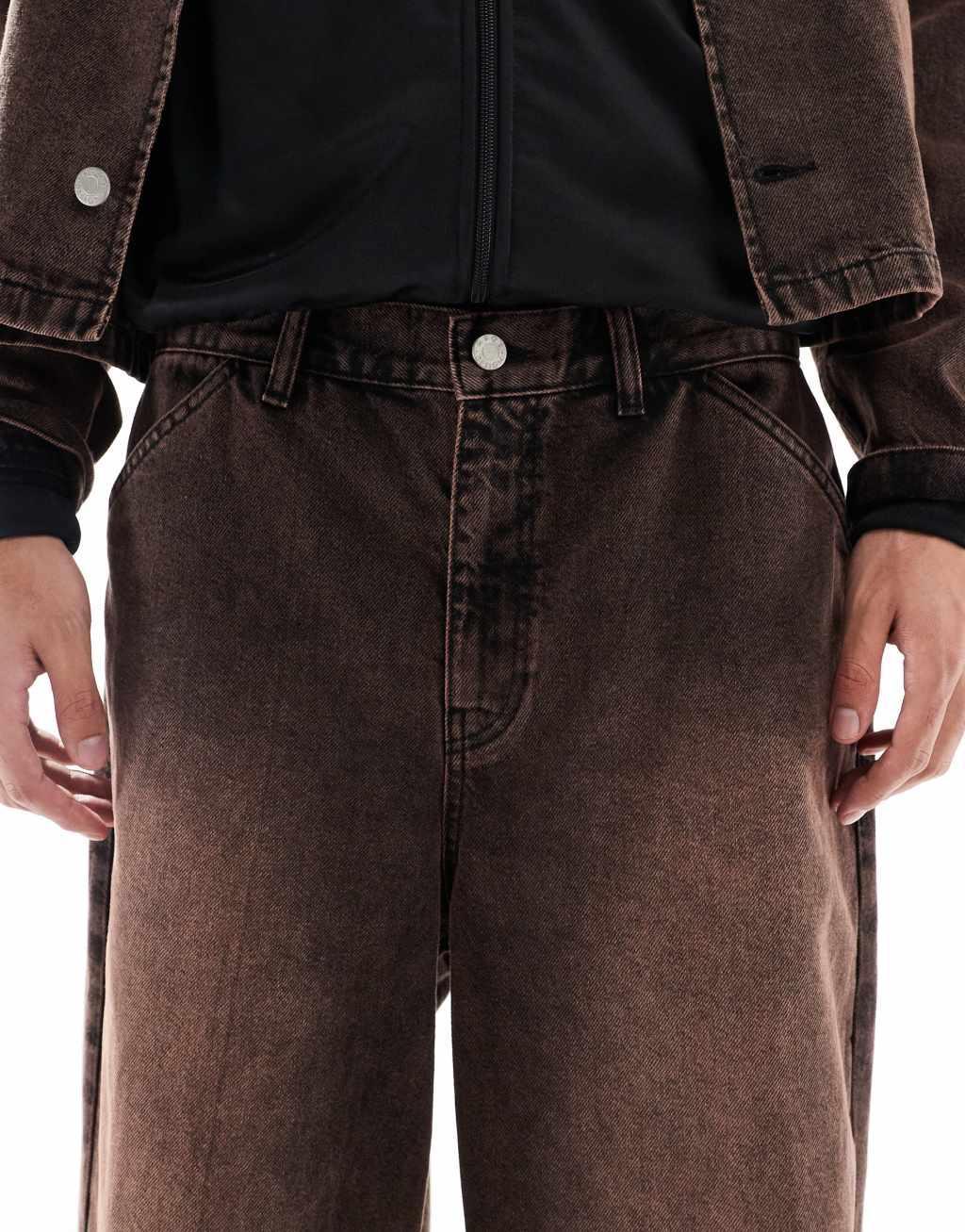 ASOS DESIGN super baggy jeans in brown wash - part of a set Product Image