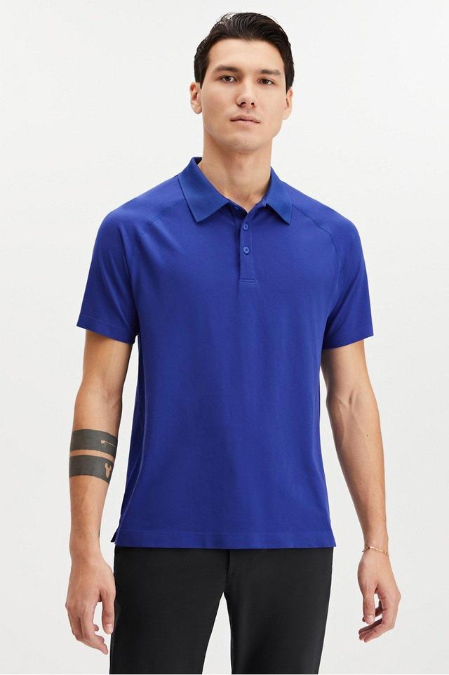 Fabletics Men The Training Day Polo male Carbon Blue Size XXL Product Image