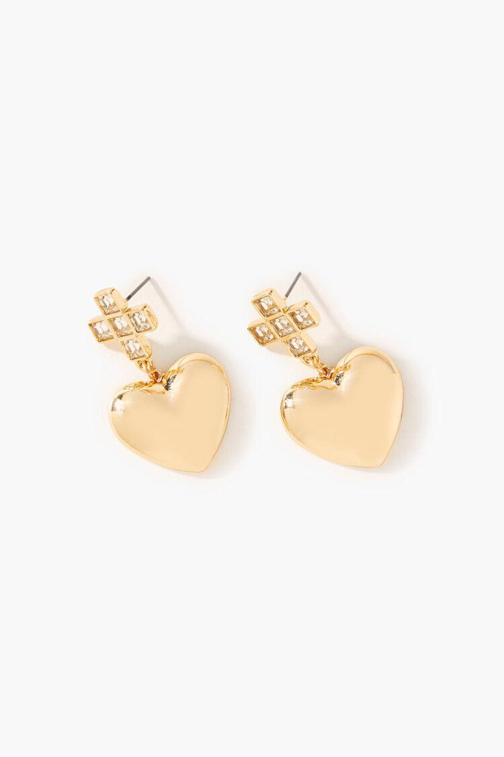 Frasier Sterling Cross & Heart Earrings | Forever 21 Product Image