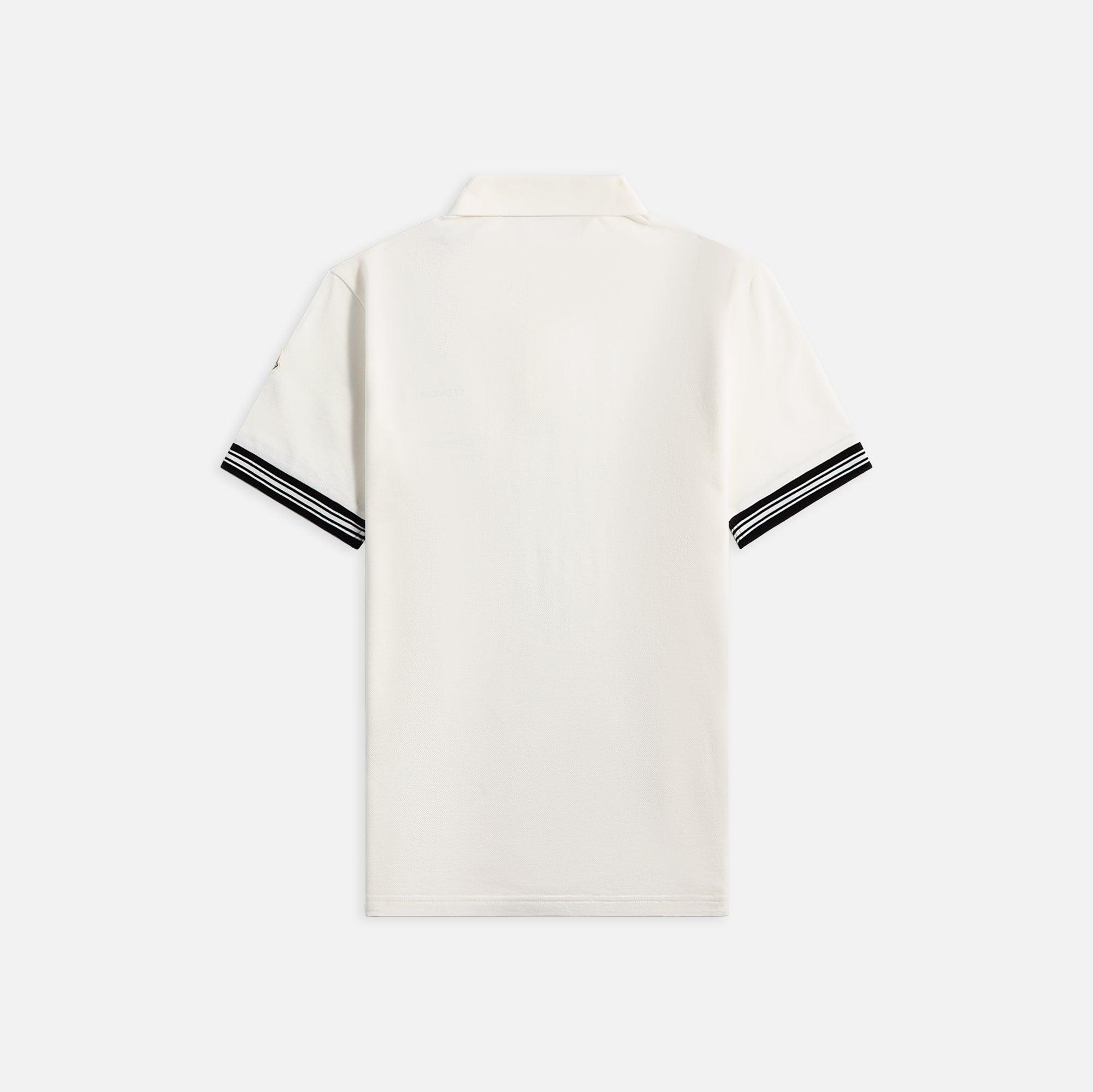 Moncler Cotton Pique Short Sleeve Polo - White Male Product Image