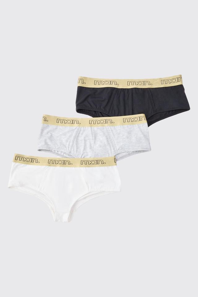 3 Pack Man Gold Waistband Briefs | boohooMAN USA Product Image