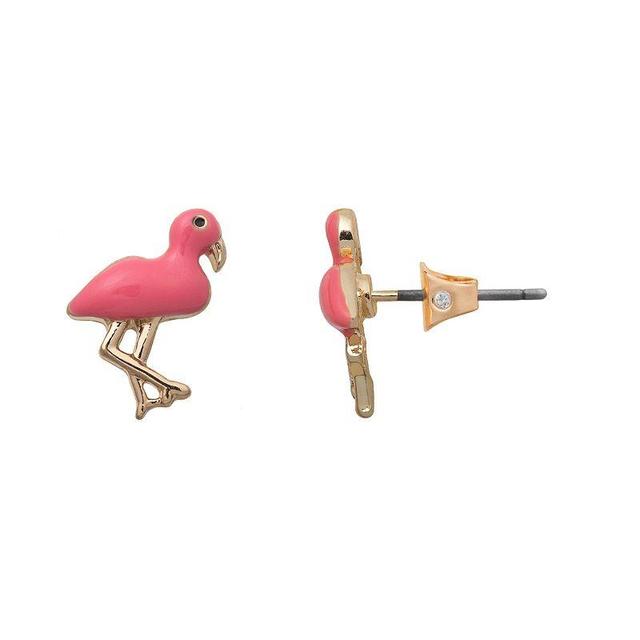 LC Lauren Conrad Pink Flamingo Nickel Free Stud Earrings, Womens Product Image