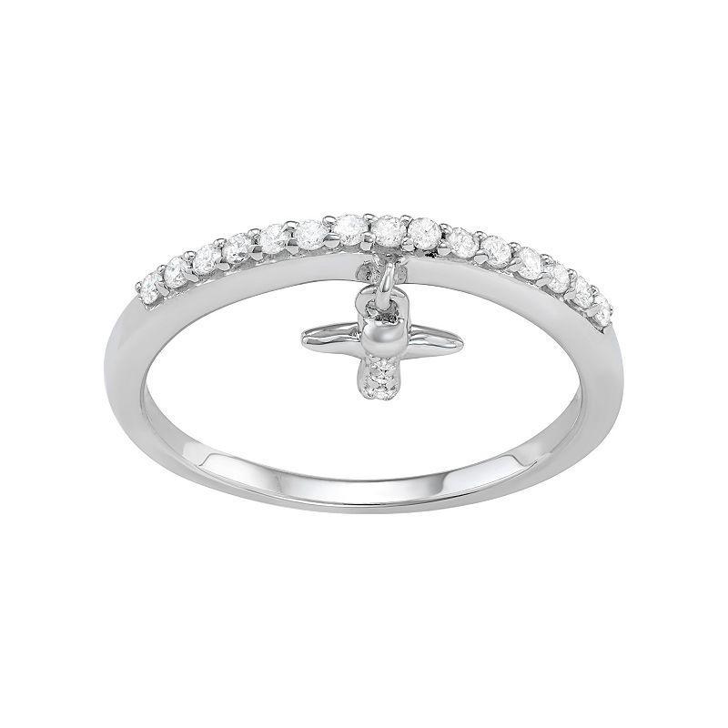 Jewelexcess Sterling Silver 1/5 Carat T.W. Diamond Angel Charm Ring, Womens Silver Tone Product Image