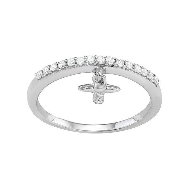 Jewelexcess Sterling Silver 1/5 Carat T.W. Diamond Angel Charm Ring, Womens Silver Tone Product Image