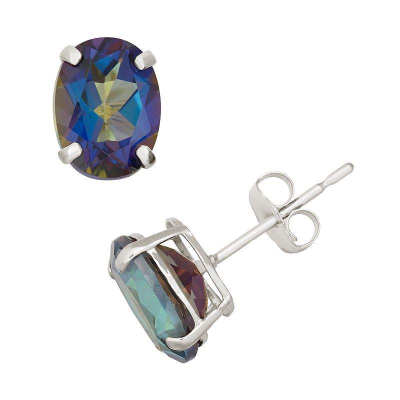 Designs by Gioelli Mystic Topaz 10k White Gold Oval Stud Earrings, Womens, Blue Product Image