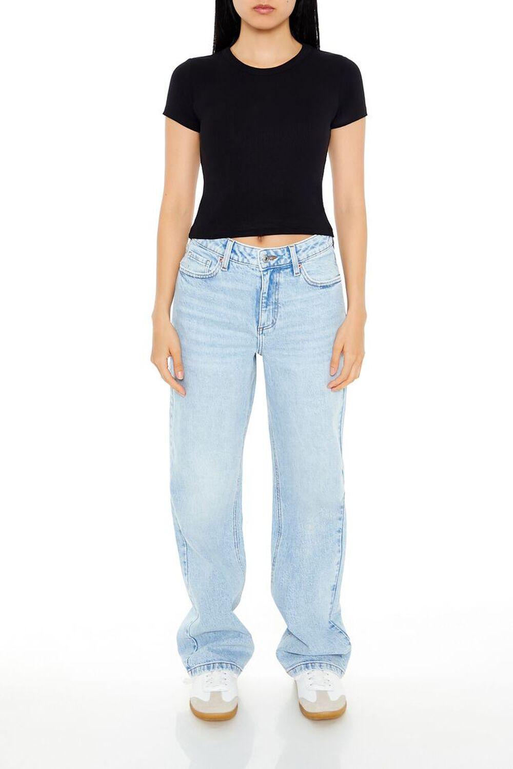 Cropped Rib-Knit Tee | Forever 21 Product Image