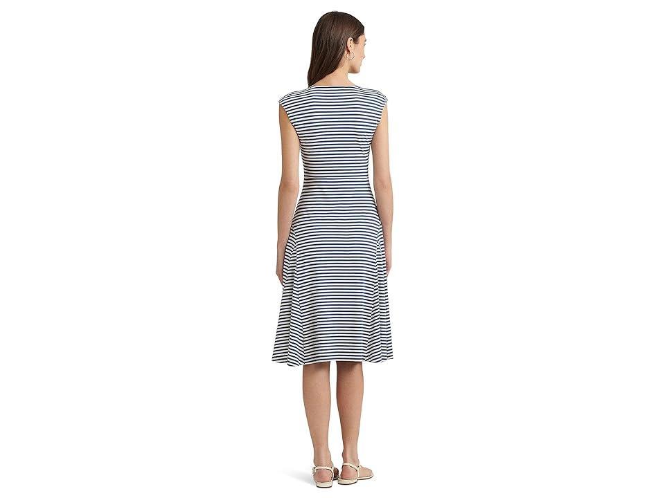 LAUREN Ralph Lauren Striped Cotton-Blend-Jersey Dress (Indigo Dusk/White) Women's Dress Product Image