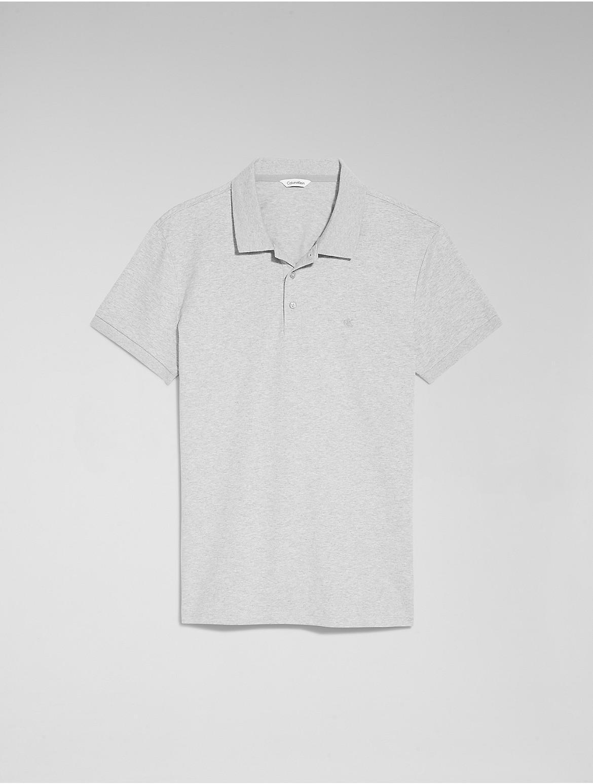 Calvin Klein Mens Slim Smooth Cotton Polo Shirt - Grey - L Product Image