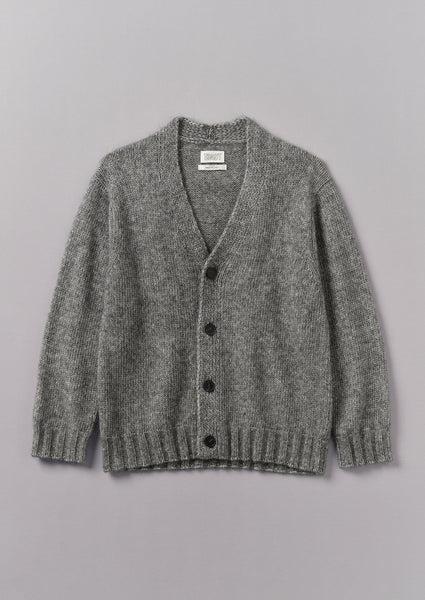 Alpaca Wool V-Neck Cardigan | Grey Melange Product Image