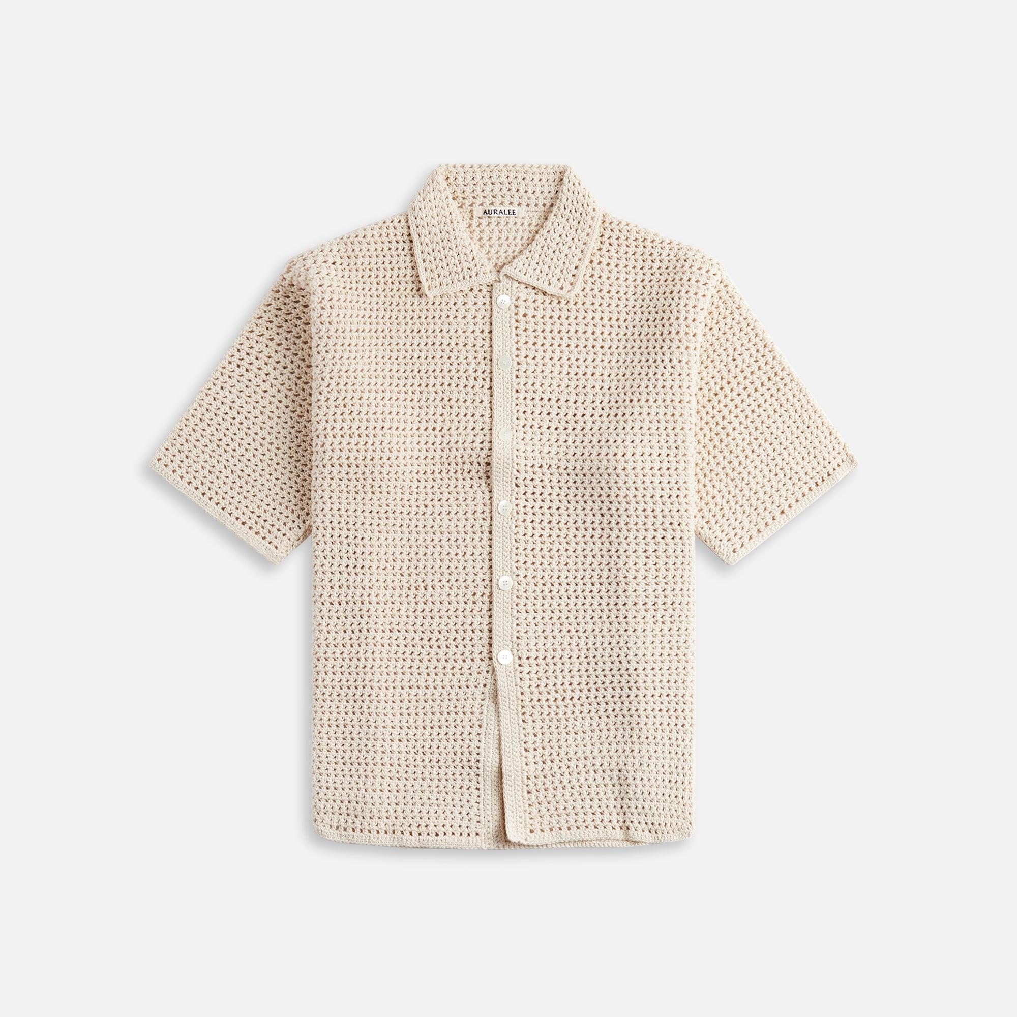 Auralee Hand Crochet Knit Shirt - Ivory Male Product Image