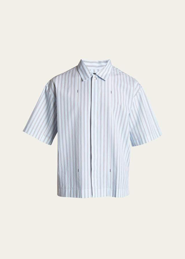 Mens Striped Poplin Boxy Sport Shirt Product Image