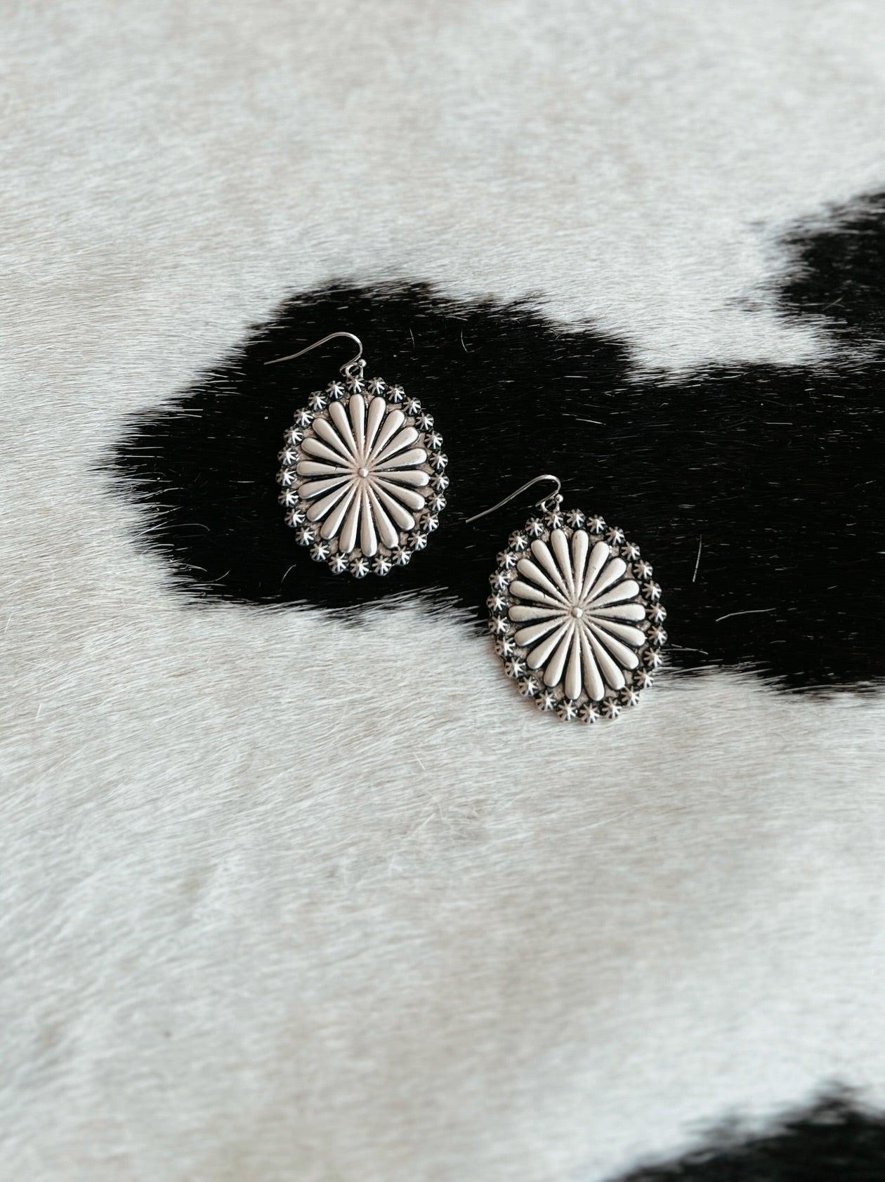 Big Oval Hook & Dangle Concho Earrings Product Image