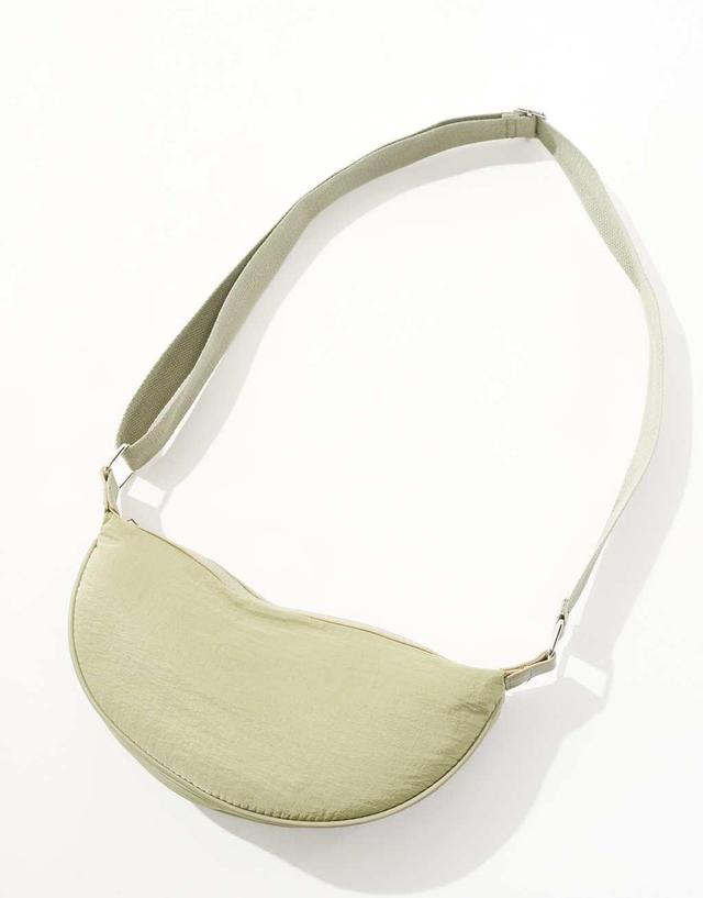 ASOS DESIGN nylon sling crossbody bag in light khaki Product Image