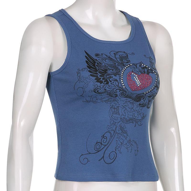 Rhinestone Printed Tank Top Product Image