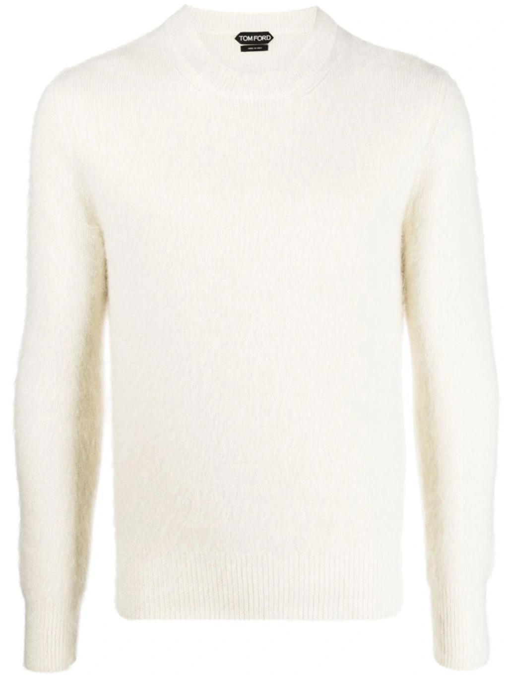 TOM FORD Ribbed-knit Crew-neck Jumper In White Product Image