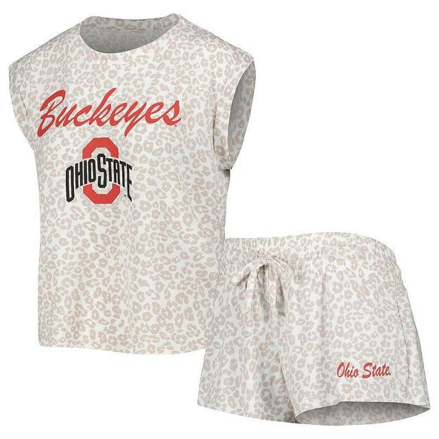 Womens Concepts Sport Cream Ohio State Buckeyes Montana T-Shirt & Shorts Sleep Set Product Image