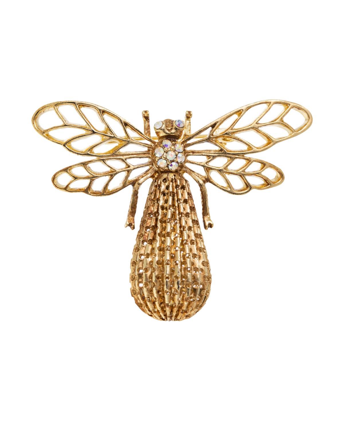 1928 Gold Tone Crystal Bee Pin, Womens, Yellow Product Image