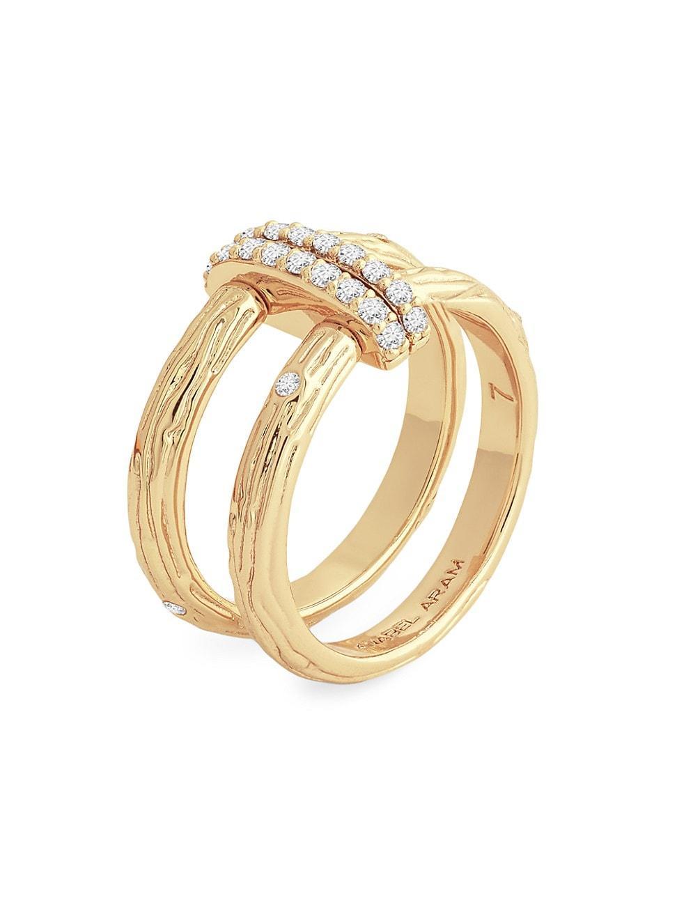 Womens Enchanted Forest 18K-Gold-Plated & Cubic Zirconia Double Ring Product Image