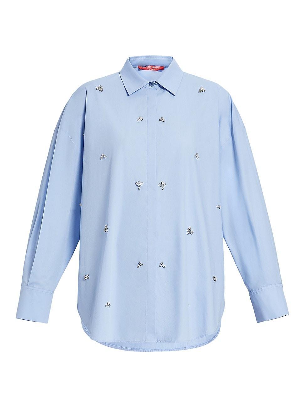 Womens Ape Rhinestone Poplin Shirt Product Image