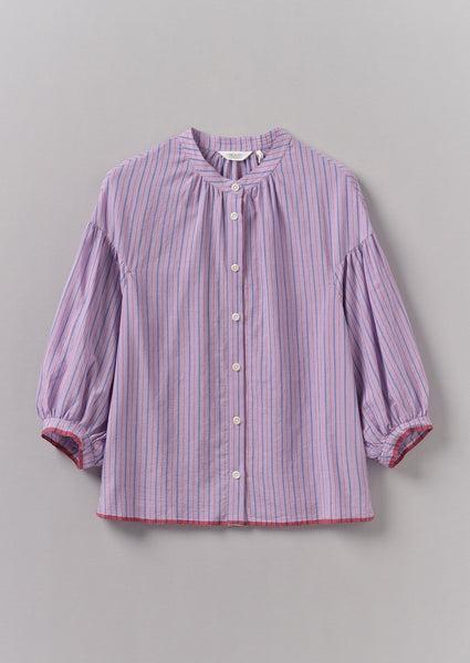 Harmony Stripe Hand Woven Mulmul Shirt | Mauve Product Image